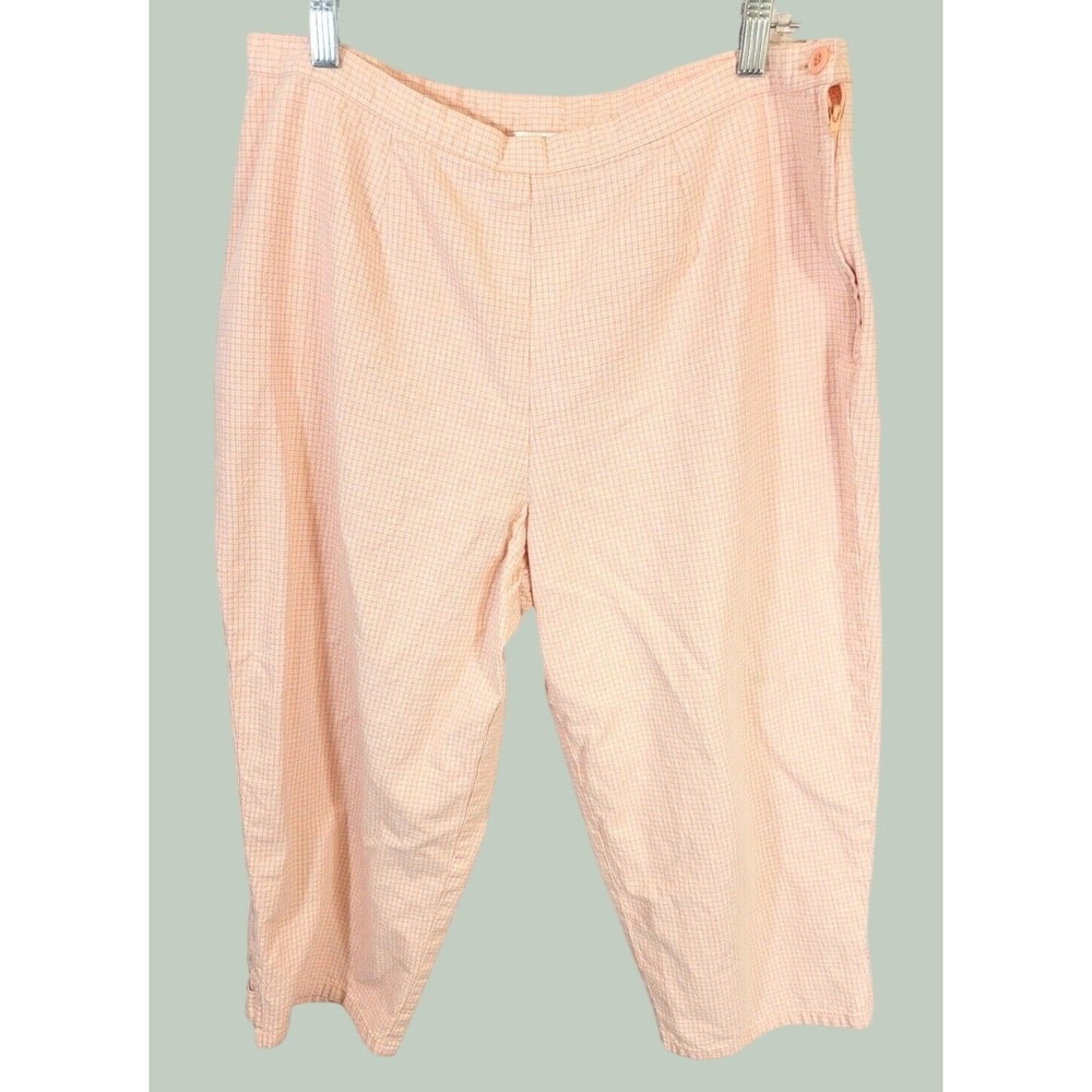 CJ Banks Capri Pants Vintage Farmhouse Gingham Seersucker Peach Orange White 14W